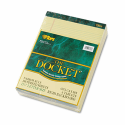 TOP63376 Double Docket Ruled Pads, Narrow Rule, Ltr, Canary, 6 100-Sheet Pads/Pack By TOPS BUSINESS FORMS