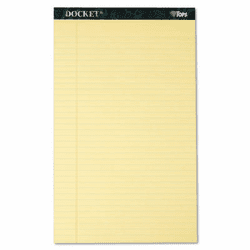 TOP63580 Docket Ruled Perforated Pads, Legal Rule/Size, Canary, 12 50-Sheet Pads/Pack By TOPS BUSINESS FORMS