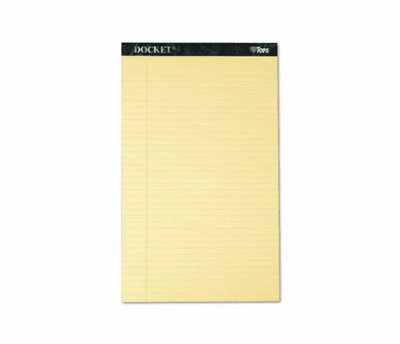 TOP63580 Docket Ruled Perforated Pads, Legal Rule/Size, Canary, 12 50-Sheet Pads/Pack By TOPS BUSINESS FORMS