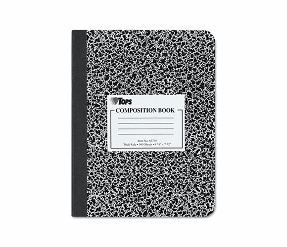TOP63795 Composition Book w/Hard Cover, Wide Rule, 9-3/4 x 7-1/2, White, 100 Sheets/Pad By TOPS BUSINESS FORMS