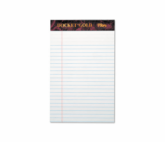 TOP63910 Docket Gold Perforated Pad, Legal Rule, 5 x 8, White, 12 50-Sheet Pads/Pack By TOPS BUSINESS FORMS