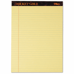 TOP63950 Docket Gold Perforated Pads, Legal Rule, Letter, Canary, 12 50-Sheets Pads/Pack By TOPS BUSINESS FORMS