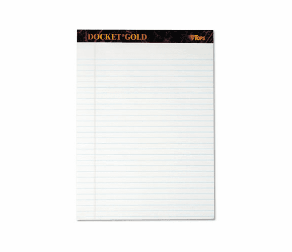 TOP63960 Docket Gold Perforated Pads, Legal Rule, Letter, White, 12 50-Sheets Pads/Pack By TOPS BUSINESS FORMS