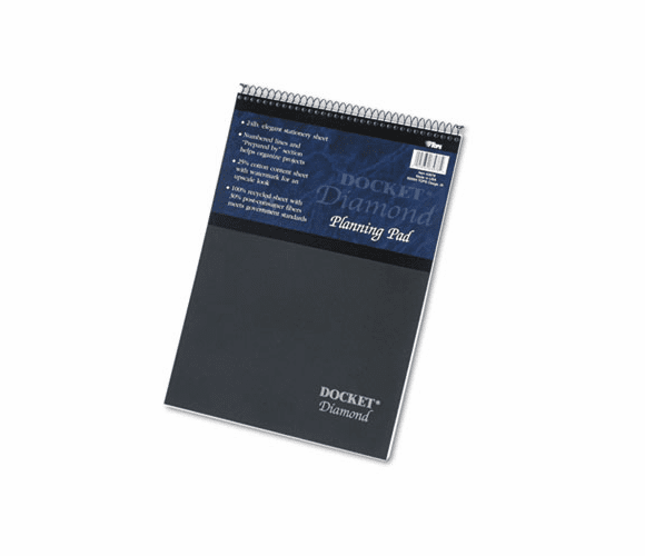 TOP63978 Docket Diamond Top-Wire Planning Pad, Lgl Rule, 8-1/2 x 11-3/4, White, 60 Sheets By TOPS BUSINESS FORMS