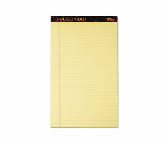 TOP63980 Docket Gold Ruled Perforated Pad, Legal Rule/Size Canary, 50-Sheet Pads, Dozen By TOPS BUSINESS FORMS