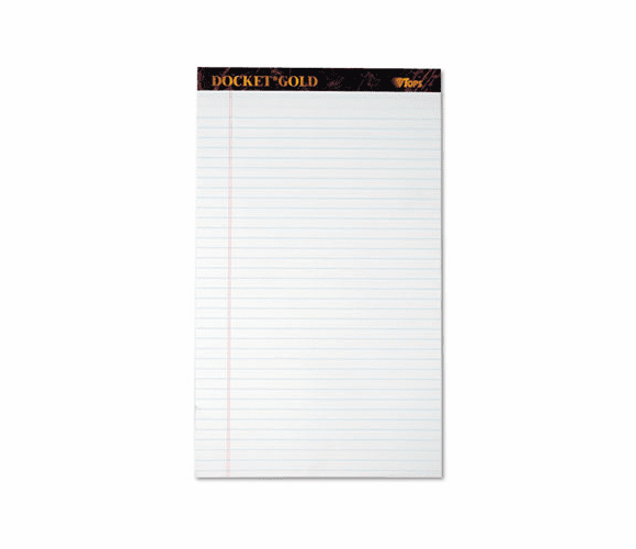 TOP63990 Docket Gold Ruled Perforated Pad, Legal Rule/Size WE, 12 50-Sheet Pads/Pack By TOPS BUSINESS FORMS