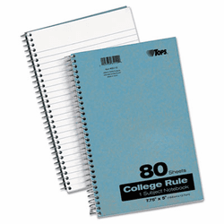 TOP65119 Blue Kraft Notebook, College Rule, 5 x 7-3/4, White, 80 Sheets/Pad By TOPS BUSINESS FORMS