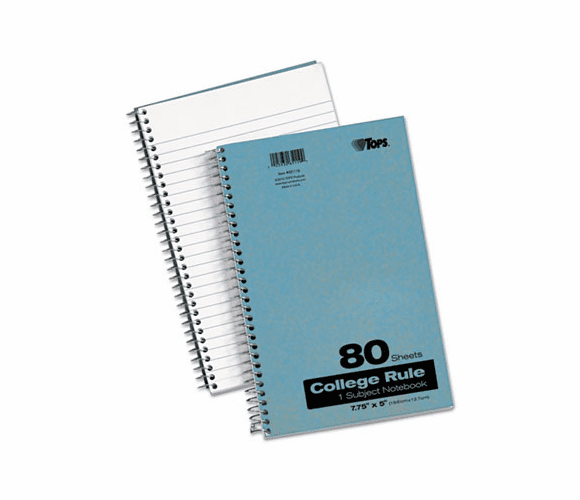 TOP65119 Blue Kraft Notebook, College Rule, 5 x 7-3/4, White, 80 Sheets/Pad By TOPS BUSINESS FORMS
