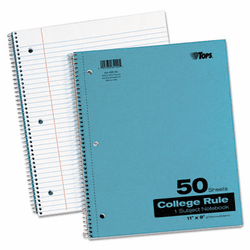 TOP65120 Blue Kraft Notebook, College Rule, 9 x 11, White, 50 Sheets/Pad By TOPS BUSINESS FORMS
