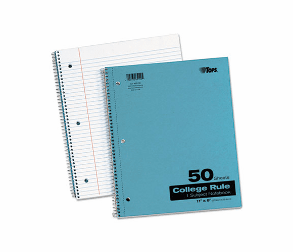 TOP65120 Blue Kraft Notebook, College Rule, 9 x 11, White, 50 Sheets/Pad By TOPS BUSINESS FORMS
