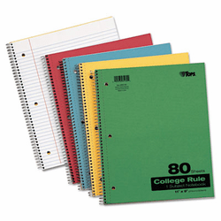 TOP65130 Kraft Subject Notebook, College Rule, 9 x 11, White, 80 Sheets By TOPS BUSINESS FORMS