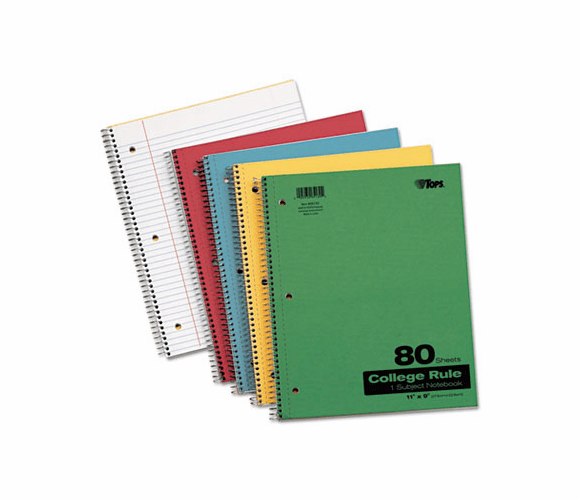 TOP65130 Kraft Subject Notebook, College Rule, 9 x 11, White, 80 Sheets By TOPS BUSINESS FORMS