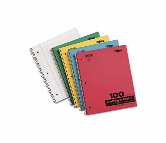 TOP65131 Kraft Subject Notebook, College Rule, 9 x 11, White, 100 Sheets By TOPS BUSINESS FORMS