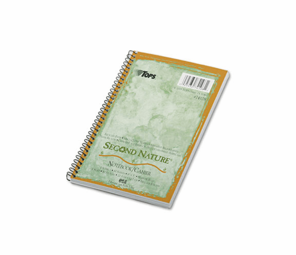 TOP74108 Second Nature Subject Wirebound Notebook, Narrow Rule, 5 x 8, WE, 80 Sheets By TOPS BUSINESS FORMS