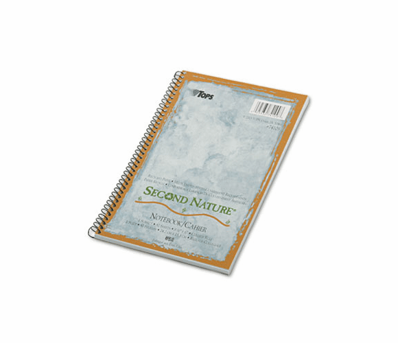 TOP74109 Second Nature Subject Wire Notebook, College Rule, 6 x 9-1/2, WE, 80 Sheets By TOPS BUSINESS FORMS