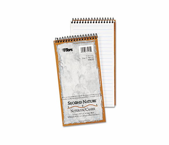 TOP74130 Second Nature Spiral Reporter/Steno Notebook, Gregg Rule, 4 x 8, White, 70-Sheet By TOPS BUSINESS FORMS