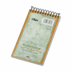 TOP74135 Second Nature Subject Wirebound Notebook, Narrow Rule, 3 x 5, WE, 50 Sheets By TOPS BUSINESS FORMS