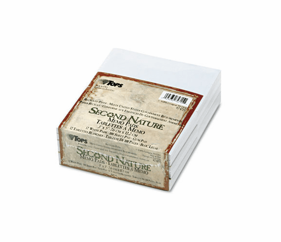 TOP74715 Second Nature Recycled Scratch Pad, Unruled, 3 x 5, 12 100-Sheet Pads/Pack By TOPS BUSINESS FORMS