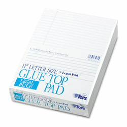 TOP7523 Glue Top Ruled Pads, Legal Rule, 8-1/2 x 11, White, 12 50-Sheet Pads/Pack By TOPS BUSINESS FORMS