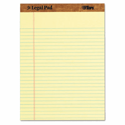 TOP7532 The Legal Pad Legal Rule Perforated Pads, Letter Size, Canary, 50 Sht Pds, 12/Pk By TOPS BUSINESS FORMS