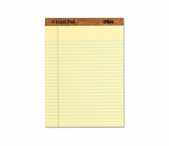 TOP7532 The Legal Pad Legal Rule Perforated Pads, Letter Size, Canary, 50 Sht Pds, 12/Pk By TOPS BUSINESS FORMS