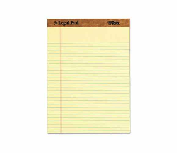 TOP75320 The Legal Pad Ruled Perforated Pads, 8 1/2 x 11 3/4, Canary, 50 Sheets/Pad By TOPS BUSINESS FORMS