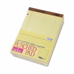 TOP75351 The Legal Pad Legal Ruled Perf. Pads, Punched, Ltr, Canary, 50 Sht Pads, 12/Pk By TOPS BUSINESS FORMS