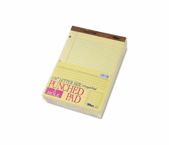 TOP75351 The Legal Pad Legal Ruled Perf. Pads, Punched, Ltr, Canary, 50 Sht Pads, 12/Pk By TOPS BUSINESS FORMS