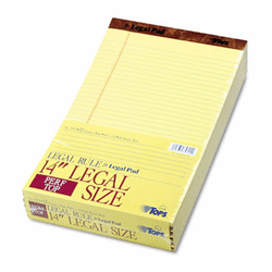 TOP7572 The Legal Pad Legal Rule Perforated Pads, 8-1/2 x 14, Canary, 50 Sht Pads, 12/Pk By TOPS BUSINESS FORMS