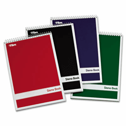 TOP80221 Steno Book with Assorted Colored Cover, 6 x 9, Green Tint, 4 80-Sheet Pads/Pack By TOPS BUSINESS FORMS