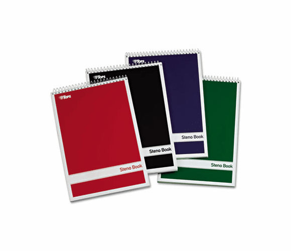 TOP80221 Steno Book with Assorted Colored Cover, 6 x 9, Green Tint, 4 80-Sheet Pads/Pack By TOPS BUSINESS FORMS