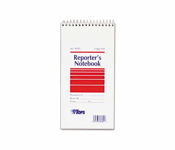 TOP8030 Reporter Notebook, Gregg Rule, 4 x 8, White, 12 70-Sheet Pads/Pack By TOPS BUSINESS FORMS