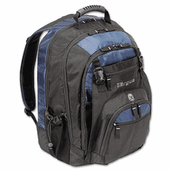 TRGTXL617 17" Laptop Backpack, File Compartment, Audio Player Sleeve, Black/Blue By TARGUS