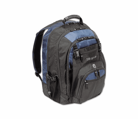 TRGTXL617 17" Laptop Backpack, File Compartment, Audio Player Sleeve, Black/Blue By TARGUS