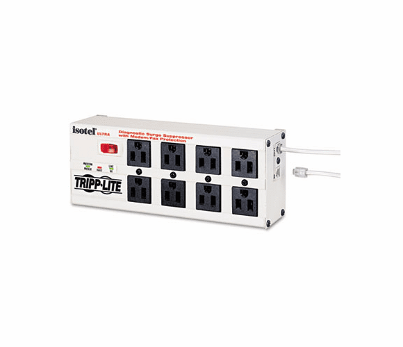 TRPISOTEL8ULTRA ISOTEL8ULTRA Isobar Surge Suppressor Metal RJ11, 8 Outlet 12ft Cord, 3840 Joules By TRIPPLITE
