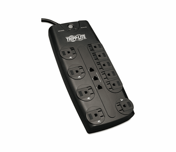 TRPTLP1008TEL TLP1008TEL Surge Suppressor, 10 Outlet, RJ11, 8ft Cord, 2395 Joules By TRIPPLITE
