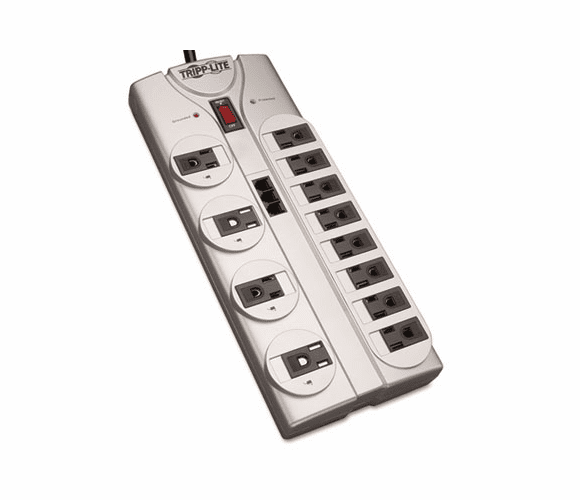 TRPTLP1208TEL TLP1208TEL Surge Suppressor, 12 Outlet, RJ11, 8ft Cord, 2160 Joules By TRIPPLITE