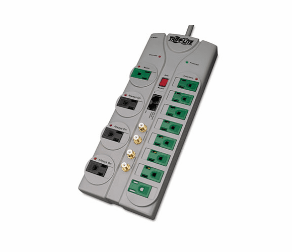 TRPTLP1210SATG TLP1210SATG Eco Surge Green, 12 Outlet, Tel DSL Coax, 10ft Cord By TRIPPLITE
