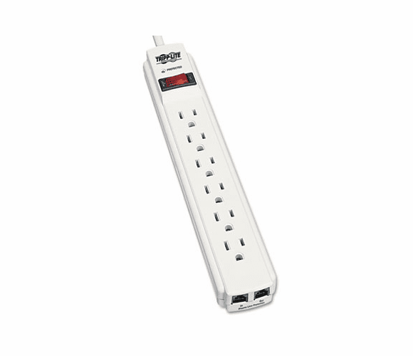 TRPTLP604TEL TLP604TEL Surge Suppressor, 6 Outlet, RJ11, 4ft Cord, 790 Joules By TRIPPLITE