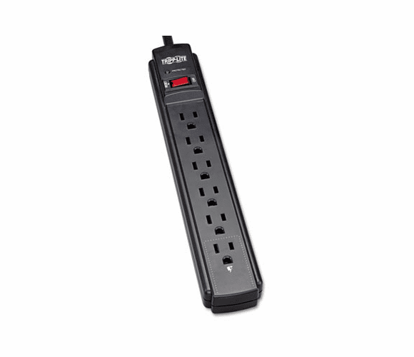 TRPTLP606B TLP606B Surge Suppressor, 6 Outlet, 6ft Cord, 790 Joules, Black By TRIPPLITE