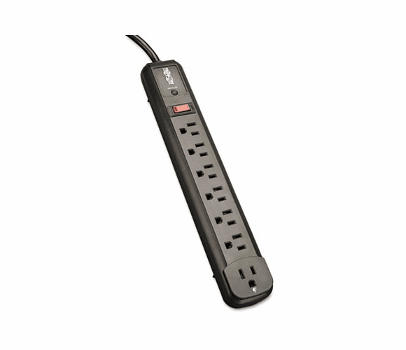 TRPTLP74RB Protect It! Surge Suppressor, 7 Outlets, 4ft Cord, 540 Joules By TRIPPLITE