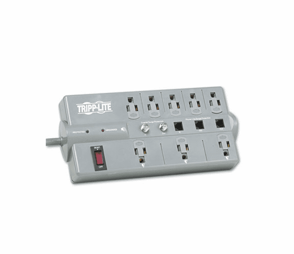 TRPTLP808TELTV TLP808TELTV Surge Suppressor, 8 Outlet, RJ11, Coax, 8ft Cord, 2160 Joules By TRIPPLITE