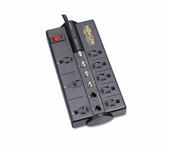 TRPTLP810SAT TLP810SAT Surge Suppressor, 8 Outlet, RJ11, Coax, 10ft Cord, 3240 Joules By TRIPPLITE