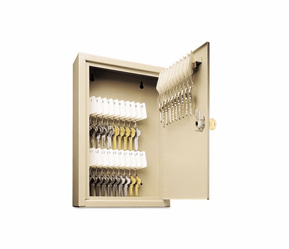 Uni-Tag Key Cabinet, 30-key, Steel, Sand, 8" x 2 5/8" x 12 1/8" By MMF Industries