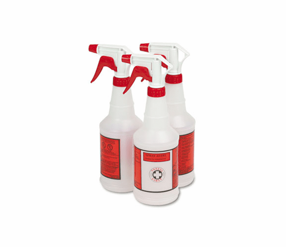 UNS03010 Plastic Sprayer Bottles, 24 oz., 3 Bottles/Pack By UNISAN