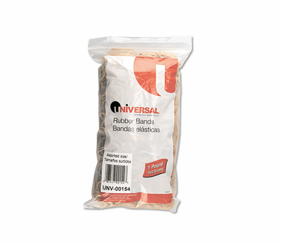 UNV00154 Rubber Bands, Size 54, Assorted Length Sizes, 1lb Pack By UNIVERSAL OFFICE PRODUCTS