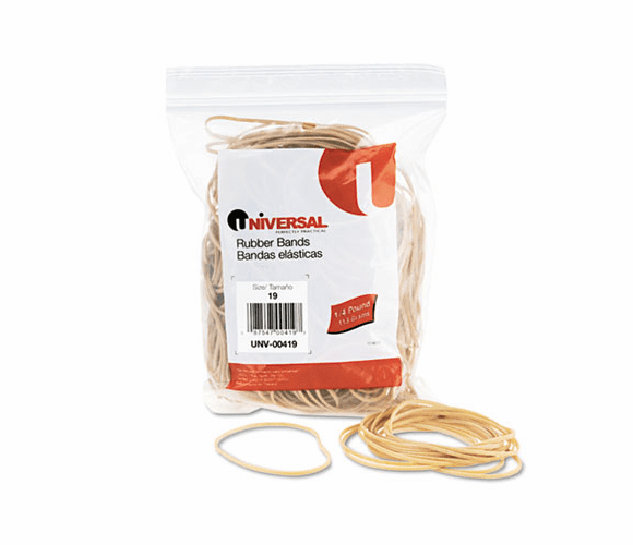 UNV00419 Rubber Bands, Size 19, 3-1/2 x 1/16, 310 Bands/1/4lb Pack By UNIVERSAL OFFICE PRODUCTS