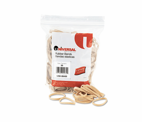 UNV00430 Rubber Bands, Size 30, 2 x 1/8, 275 Bands/1/4lb Pack By UNIVERSAL OFFICE PRODUCTS