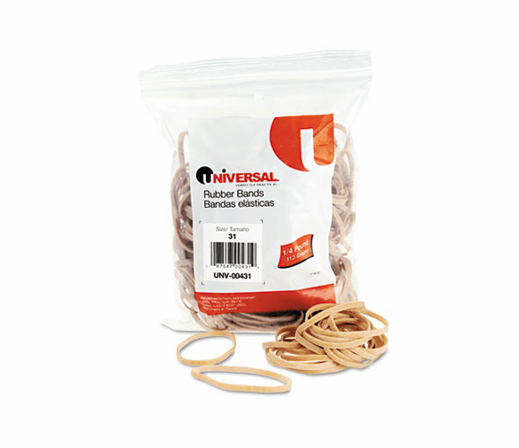 UNV00431 Rubber Bands, Size 31, 2-1/2 x 1/8, 245 Bands/1/4lb Pack By UNIVERSAL OFFICE PRODUCTS