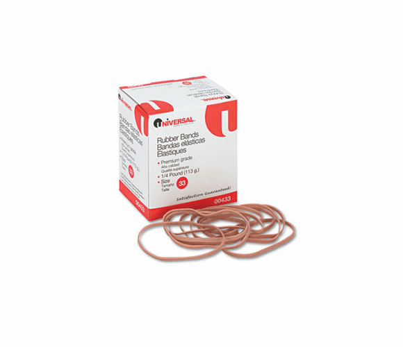 UNV00433 Rubber Bands, Size 33, 3-1/2 x 1/8, 160 Bands/1/4lb Pack By UNIVERSAL OFFICE PRODUCTS